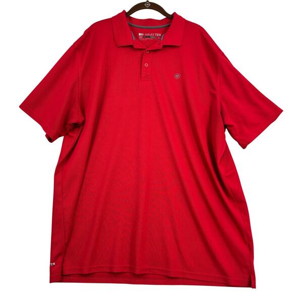 Ariat Tek Mens Polo Shirt Size XXLT Red Heat Series Stretch Knit Short Sleeve - Picture 1 of 11